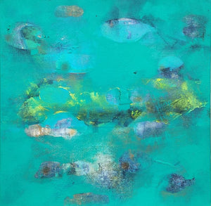 Abstract mixed media painting titled 'Untitled', 20x20 inches, by artist Dhananjoy Das on Canvas