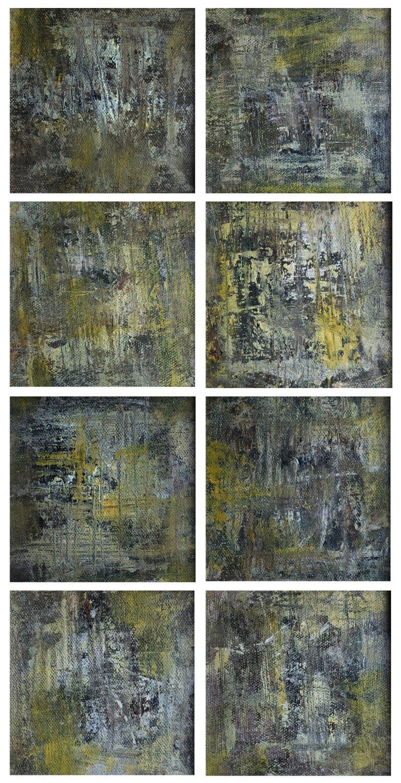 Abstract oil painting titled 'Untitled', 18x9 inches, by artist Goutam Mukherjee on Canvas