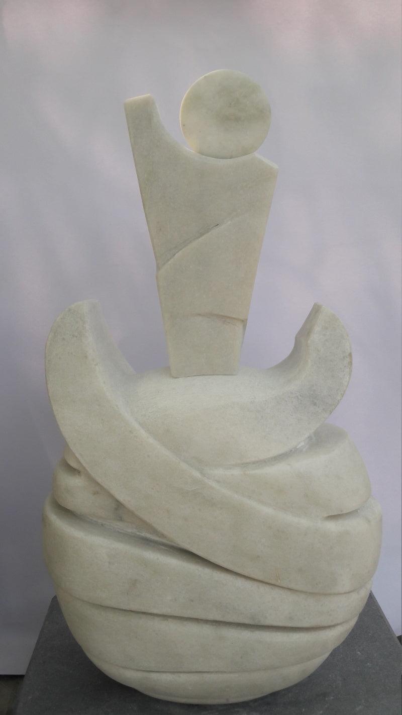 Figurative sculpture titled 'Untitled', 16x9x5 inches, by artist Nema Ram on White Marble