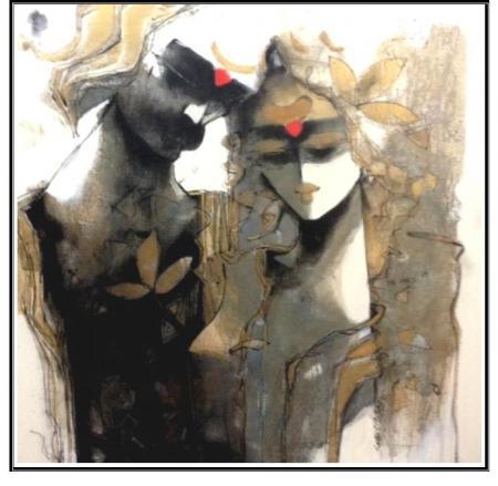 Figurative acrylic painting titled 'Untitled', 30x30 inches, by artist Sachin Jaltare on Canvas