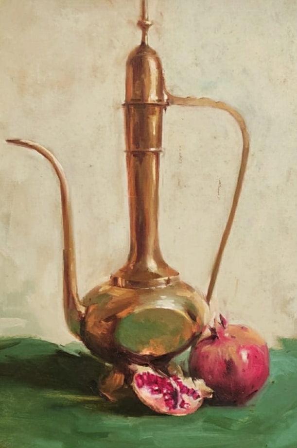 Still-life oil painting titled 'Untitled', 17x12 inches, by artist Vijay Jadhav on Canvas