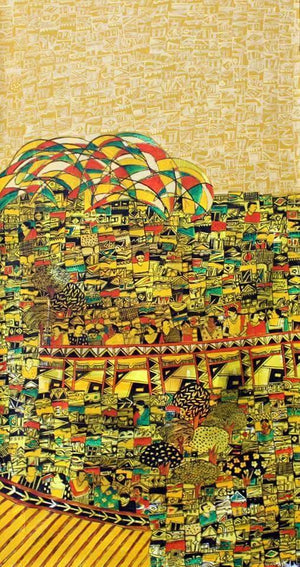 Abstract acrylic painting titled 'Untitled', 36x18 inches, by artist Rama Krishna V on Canvas