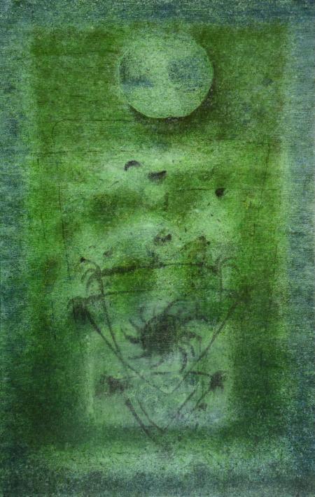 Abstract oil painting titled 'Untitled', 48x31 inches, by artist Ramesh Thorat on Canvas