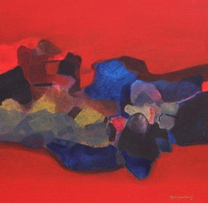 Untitled by Ravindra Parkhi, Original Acrylic Abstract Painting on Canvas, Small Square Wall Art