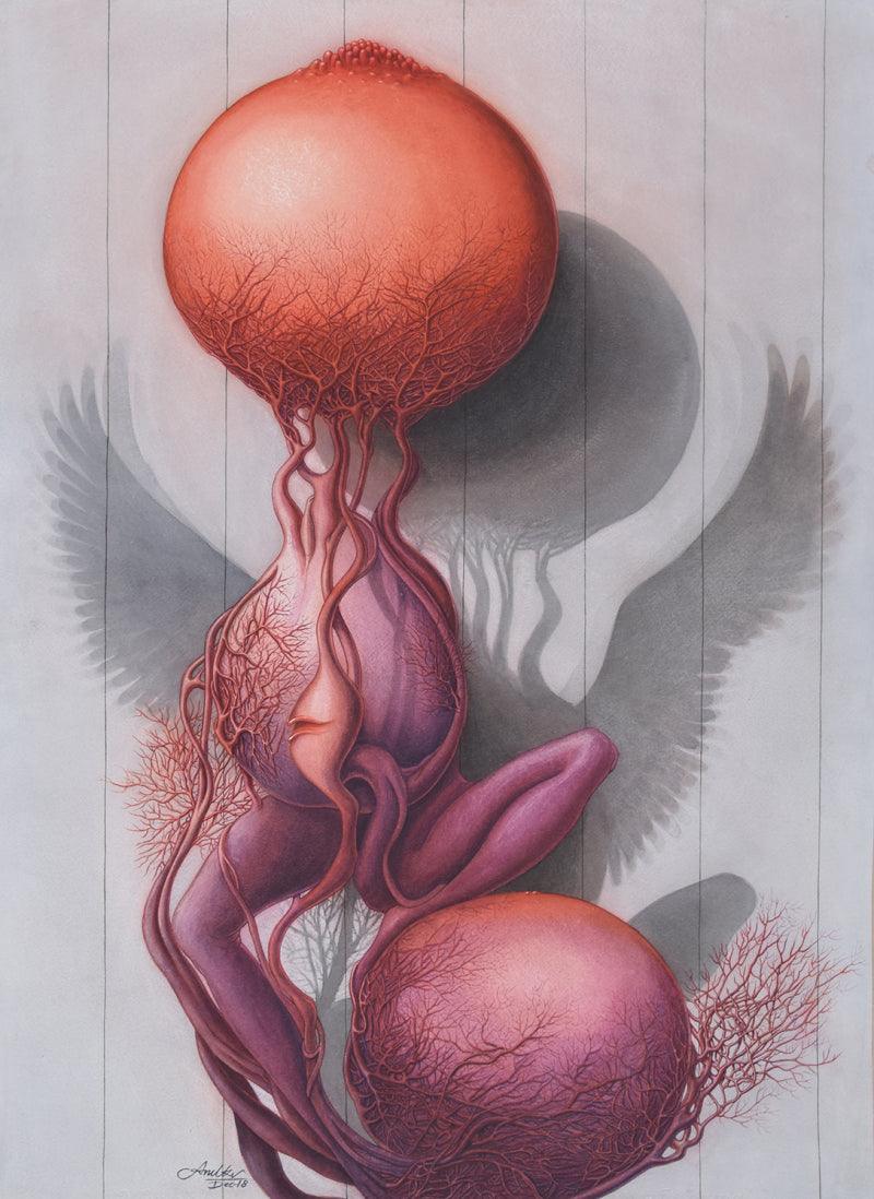 contemporary watercolor painting titled 'Untitled', 28x21 inches, by artist Anil K Vishwa on Paper