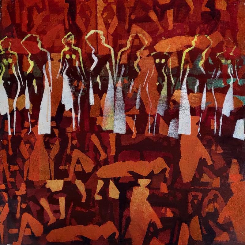 Abstract acrylic painting titled 'Untitled', 24x24 inches, by artist Zalak Bheda on Canvas