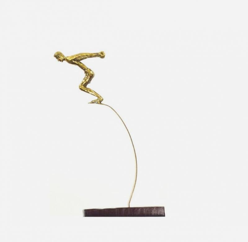 Figurative sculpture titled 'Untitled', 26x12x8 inches, by artist Usha Ramachandran on Bronze