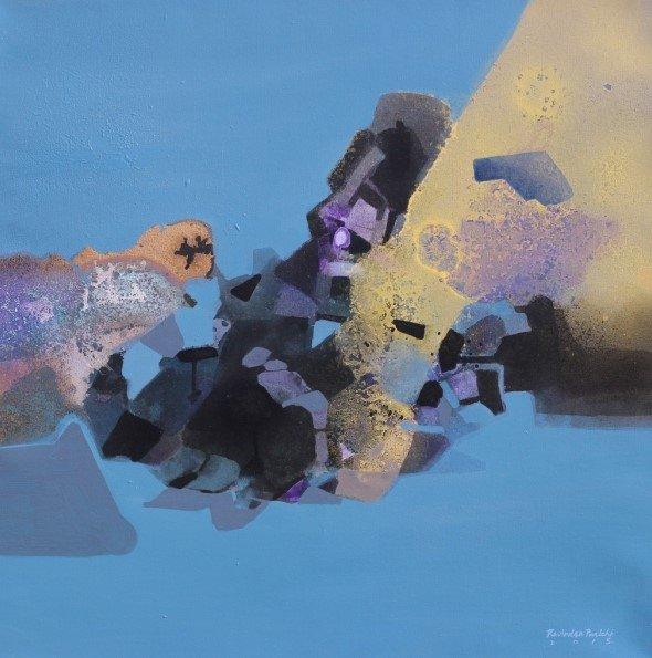 Abstract acrylic painting titled 'Untitled', 24x24 inches, by artist Ravindra Parkhi on Canvas