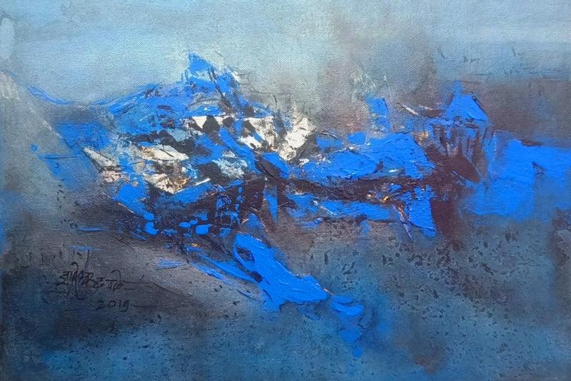 Abstract acrylic painting titled 'Untitled', 12x18 inches, by artist Dnyaneshwar Dhavale on Canvas