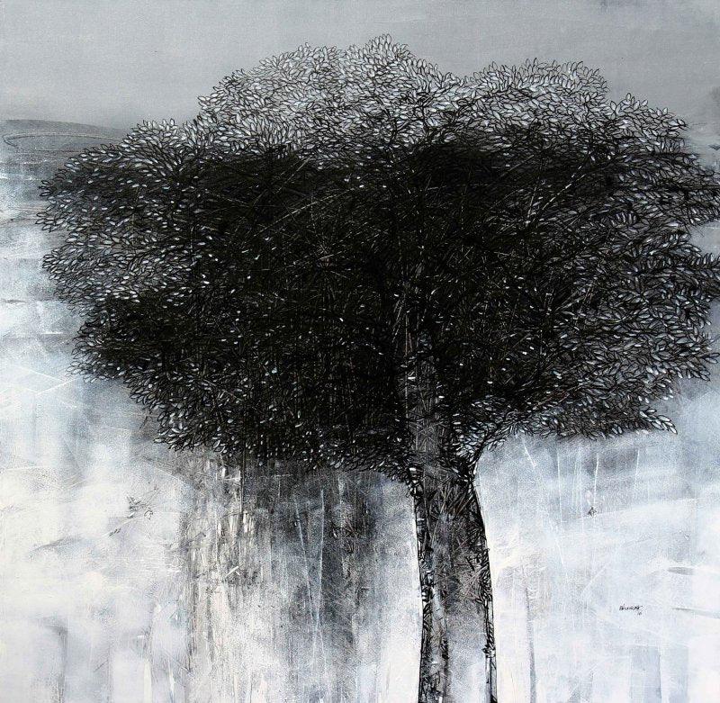 Landscape acrylic painting titled 'Untitled', 36x36 inches, by artist Bhaskar Rao on Canvas