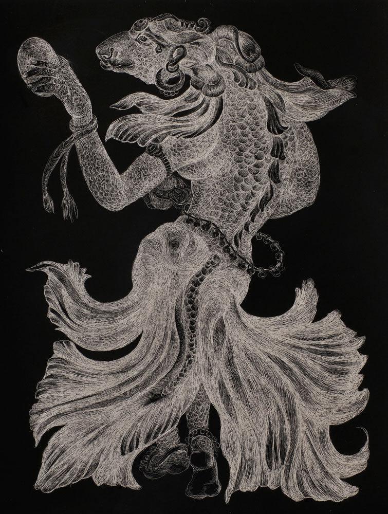 contemporary printmaking titled 'Untittled 2', 11x9 inches, by artist Gouri Vemula on Paper