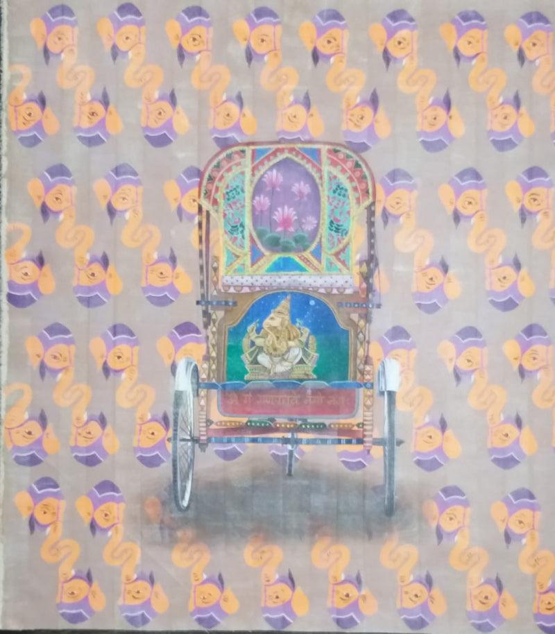 Religious acrylic painting titled 'Vighnarajendra', 36x30 inches, by artist Kamlesh Chavda on Canvas