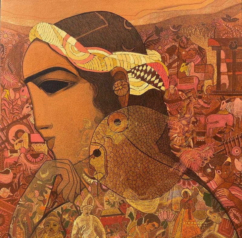 Figurative acrylic painting titled 'Village 14', 30x30 inches, by artist Siddharth Shingade on Canvas