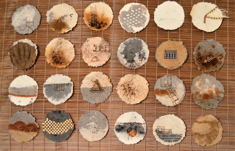 Abstract mixed media painting titled 'Village Life', 48x36 inches, by artist Intaz Ansari on Paper Pulp