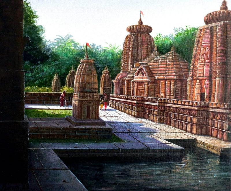 Religious oil painting titled 'Vitthala Temple Hampi 53', 15x18 inches, by artist Pravin Pasare on Canvas