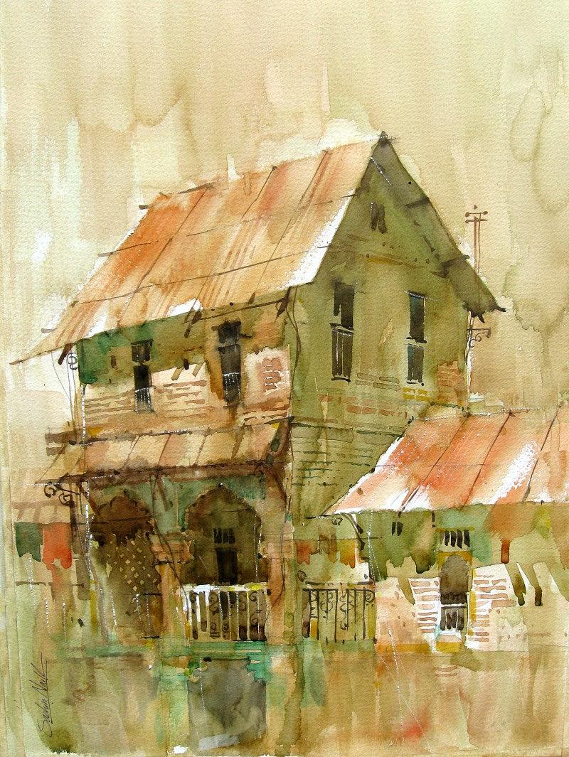 Landscape watercolor painting titled 'WATERCOLOUR LANDSCAPES', 20x15 inches, by artist Sachin Naik on Handmade Paper