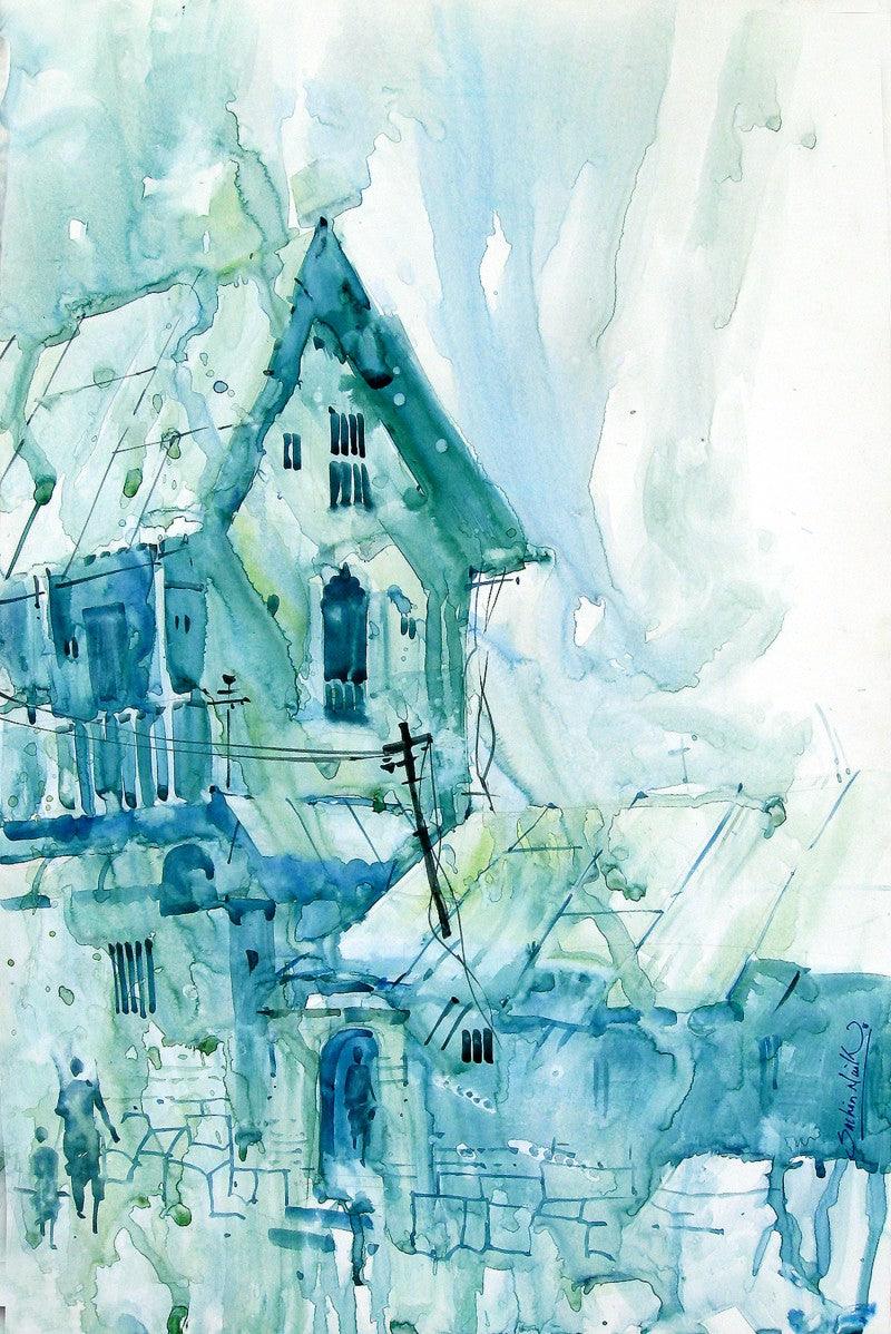 Landscape watercolor painting titled 'WATERCOLOUR LANDSCAPES', 20x15 inches, by artist Sachin Naik on Handmade Paper