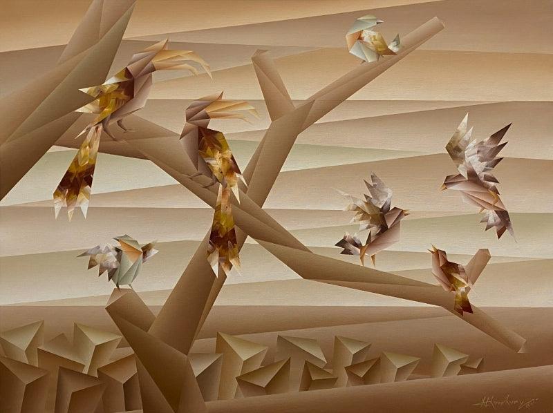 Animals acrylic painting titled 'Way Of Sitting', 36x48 inches, by artist Nirakar Chowdhury on Canvas