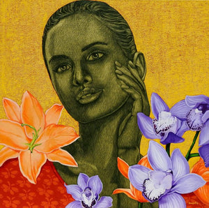 Figurative acrylic oil painting titled 'Window To The Soul', 24x24 inches, by artist Deepali S on Canvas