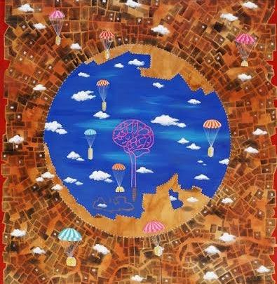 contemporary acrylic painting titled 'Without Me', 52x52 inches, by artist Govind Biswas on Canvas