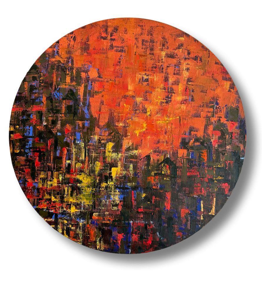 Abstract oil painting titled 'A Little Of You A Little Of Me 2', 24x24 inches, by artist Karishma Wadhwa on Canvas