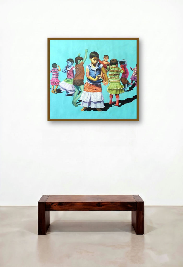 Aaja Nach Le by artist Jitendra Saini displayed in a Modern Foyer