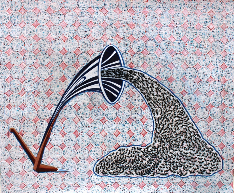 Aandolan' contemporary acrylic painting by artist Manoj Paswan, 38x50 inch, on paper