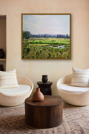 Aarre Mumbai (A Day in the Countryside) by artist Sanjay Sarfare displayed in a Minimalist gallery