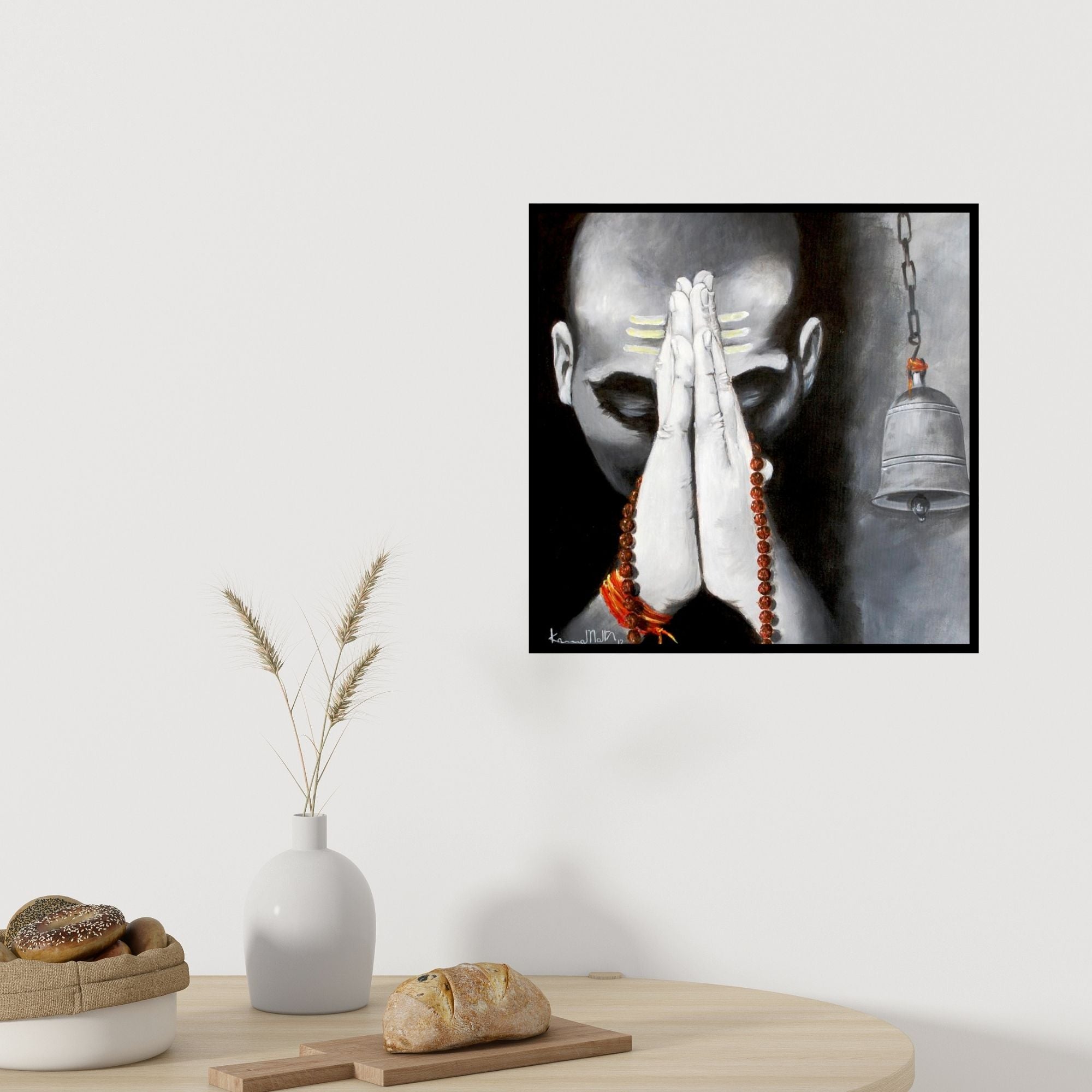 In-situ view of Kamal Nath's 'Aastha Iii' painting in a room