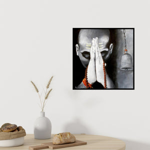 In-situ view of Kamal Nath's 'Aastha Iii' painting in a room