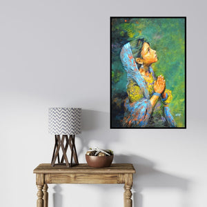 In-situ view of Milind Varangaonkar's 'Aastha' painting in a room