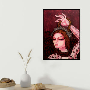 Vishal Sablley's 'Abhisarika 6 (Cosmic Dance)' painting visualized above a sofa in a contemporary room.