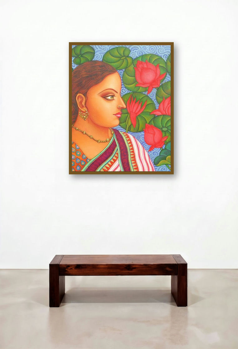 Abhisarika I by artist Suparna Dey displayed in a Eclectic Study