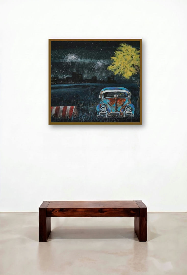 Abonded 6 (Nostalgic Night) by artist Gopal Roy displayed in a Modern Hallway