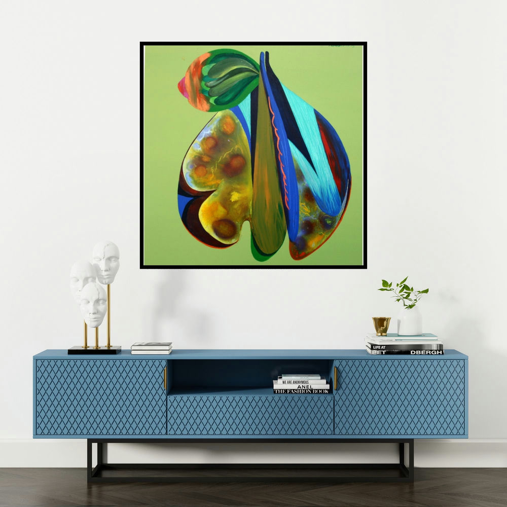 'Abstract 1' painting by Viidhyasagar Upadhyay shown on a wall in a furnished room.