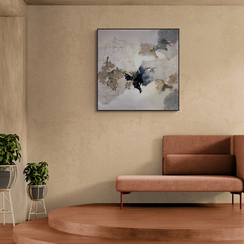 In-situ view of Madhuri Kathe's 'Abstract 11 (Serene Tranquility)' painting in a room
