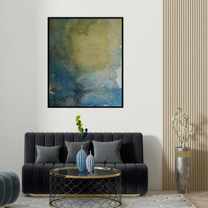 'Abstract 4' painting by Madhuri Kathe shown on a wall in a furnished room.