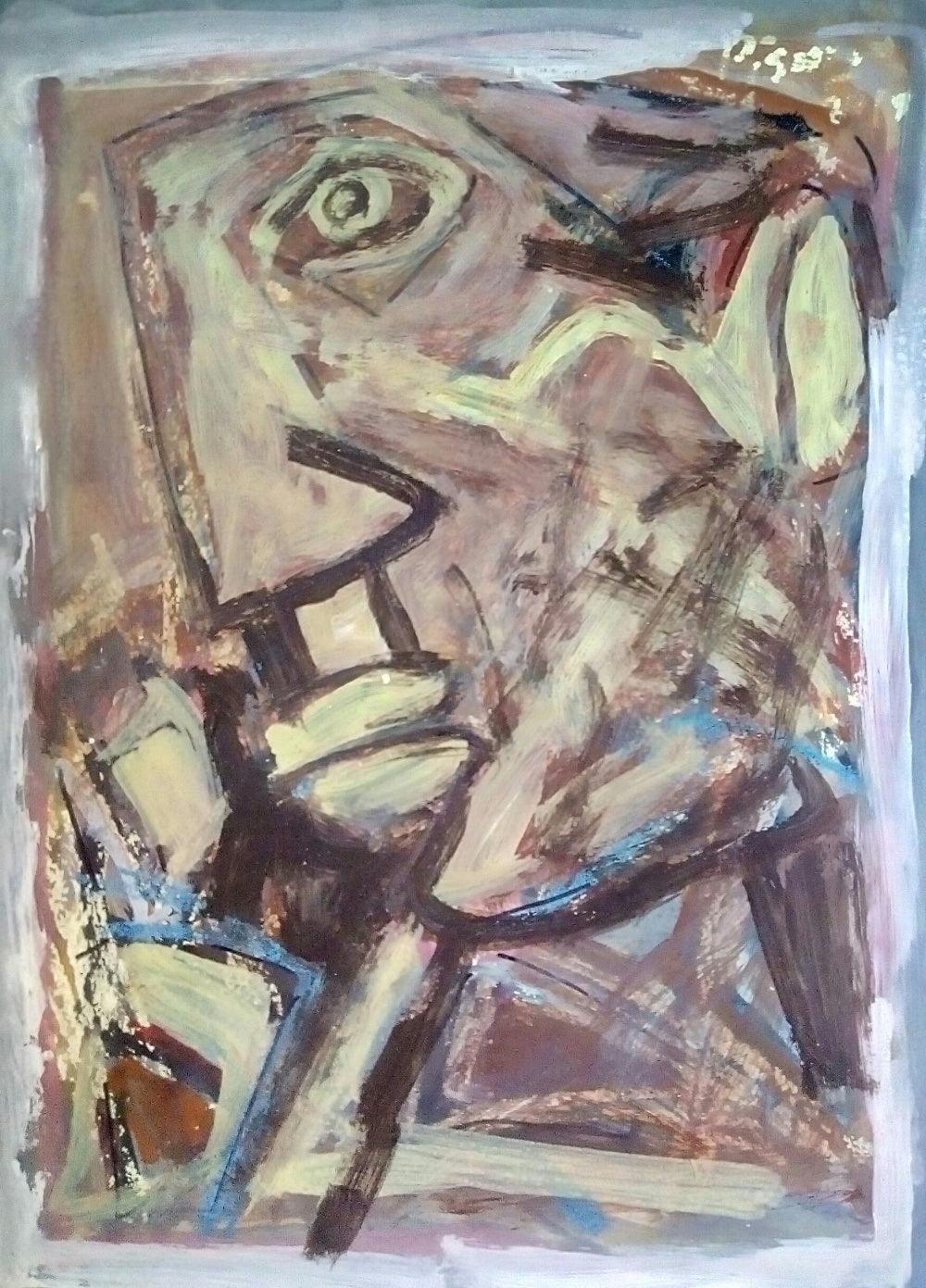 Abstract mixed media painting titled 'Abstract 5', 15x11 inches, by artist Jitendra Suralkar on Paper