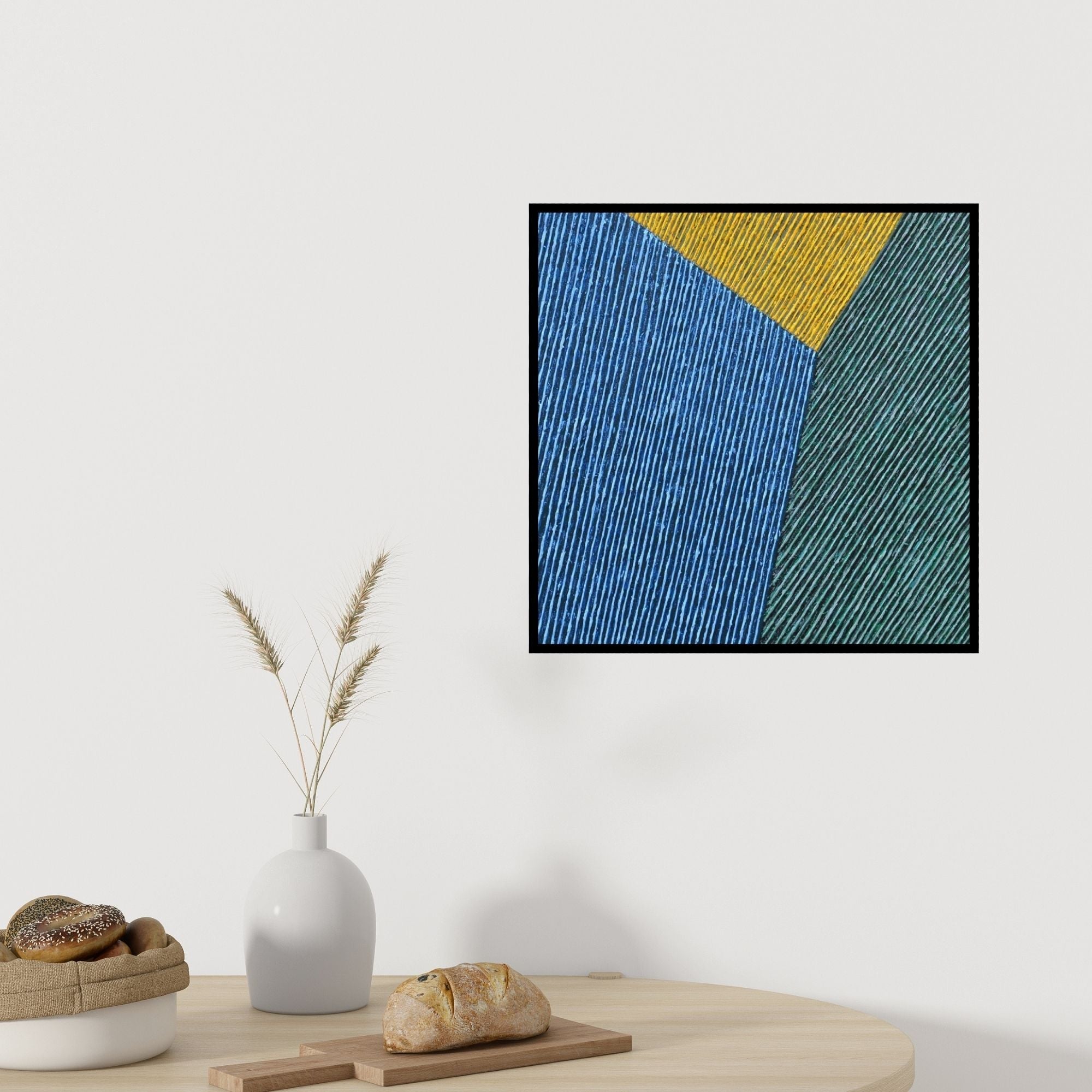 In-situ view of Sandesh Khule's 'Abstract 52 (Interwoven Hues)' painting in a room