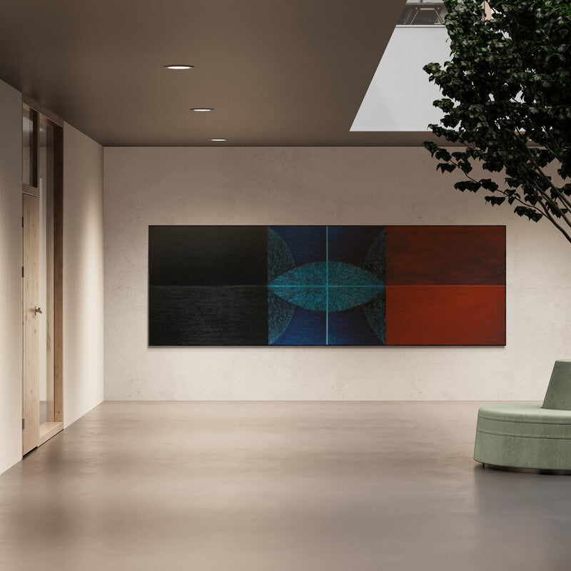 In-situ view of Sandesh Khule's 'Abstract 57' painting in a room