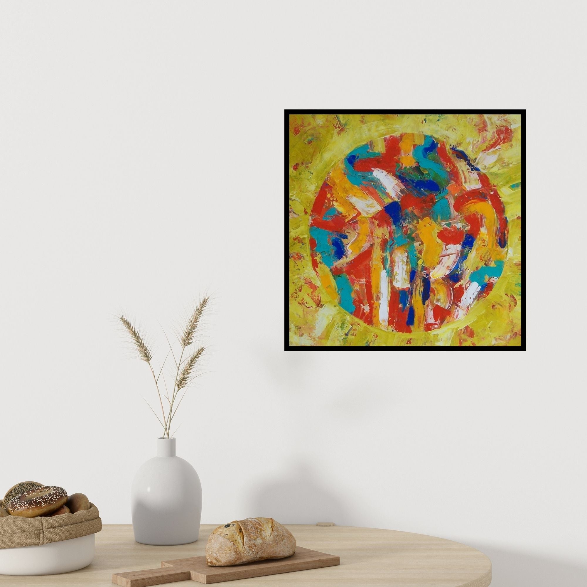 In-situ view of Prasanta Acharjee's 'Untitled (Solar Rhythm)' painting in a room