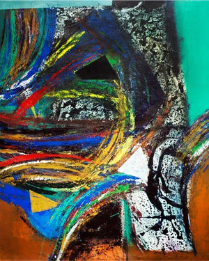 Abstract (Urban Pulse) by Arun K Mishra, Original Acrylic Abstract Painting on Canvas, Large Vertical Wall Art