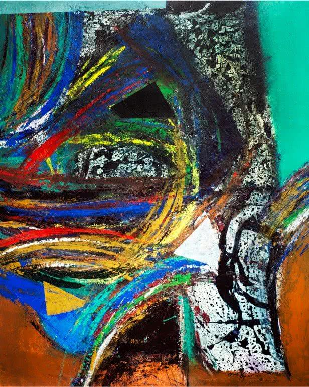 Abstract acrylic painting titled 'Abstract', 39x49 inches, by artist Arun K Mishra on Canvas