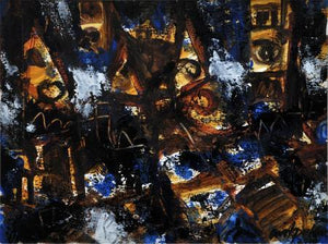 Abstract Eye (Urban Impressions) by Asit Poddar, Original Acrylic Abstract Painting on Canvas, X-Small Horizontal Wall Art