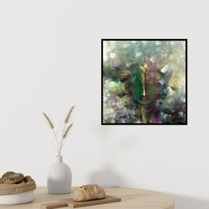 In-situ view of M Singh's 'Abstract Face (Ethereal Portrait)' painting in a room