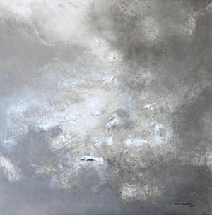 Abstract acrylic painting titled 'Abstract Highs In White Scale 2', 36x36 inches, by artist Balasaheb Abhang on Canvas