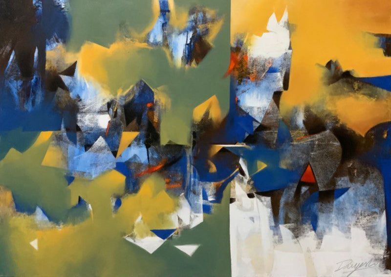 Abstract Landscape 3' abstract acrylic painting by artist Divyesh Bagdawala, 36x48 inch, on canvas