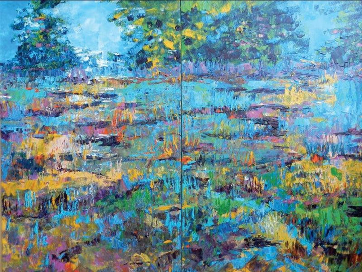 Abstract Nature (Diptych) by Nandita Richie | ArtZolo.com