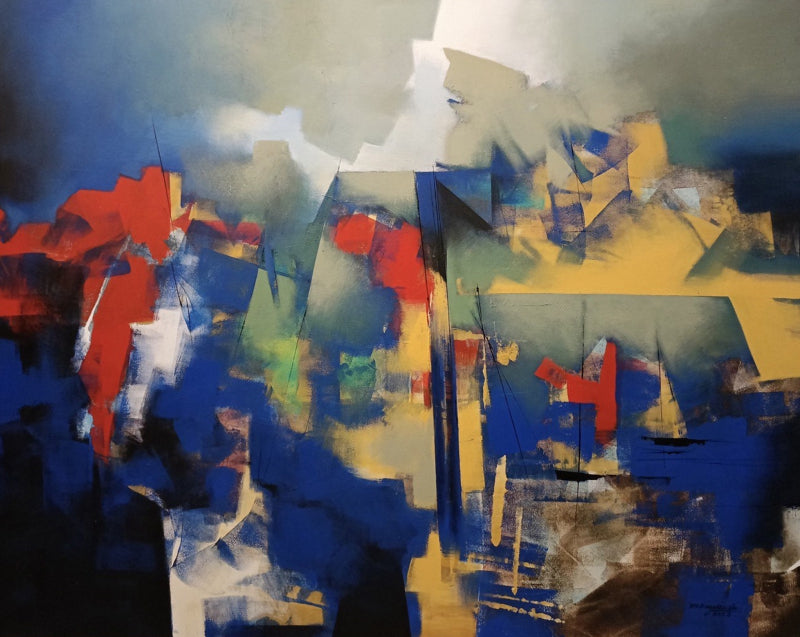 Abstract Seascape' abstract acrylic painting by artist Divyesh Bagdawala, 48x60 inch, on canvas