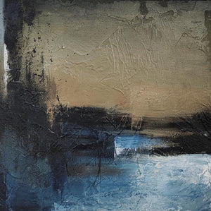 Abstract mixed media titled 'Abstract The Muddy Iland', 12x12 inches, by artist Roni Sarkar on Canvas